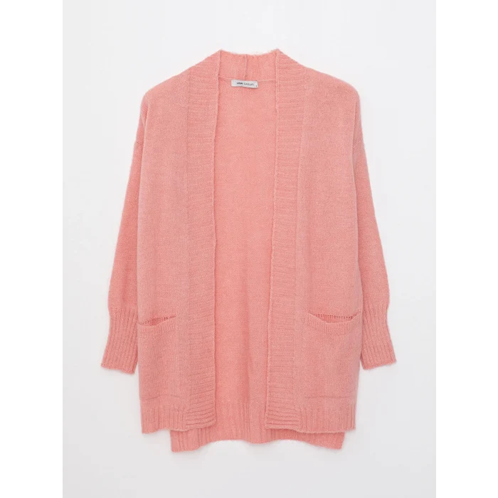 LCW Vision PEMBE Şal Yaka Düz Uzun Kollu Kadın Triko Hırka