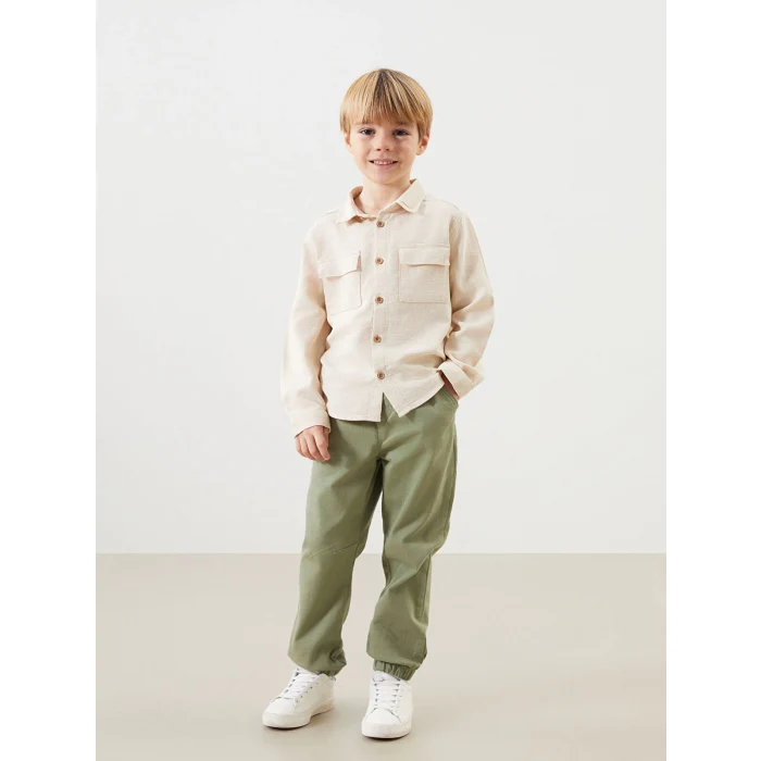 LCW Kids GRİ Basic Uzun Kollu Erkek Çocuk Gömlek ve Pantolon 2li