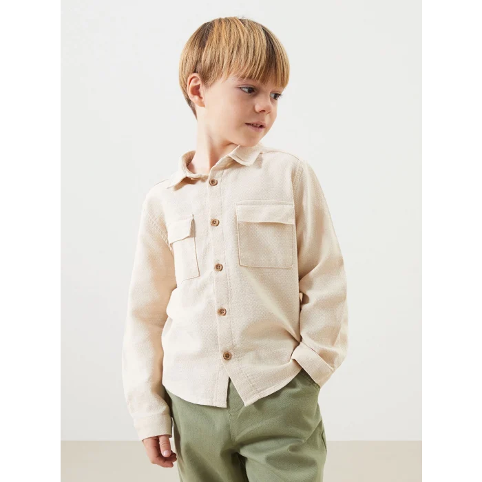 LCW Kids GRİ Basic Uzun Kollu Erkek Çocuk Gömlek ve Pantolon 2li