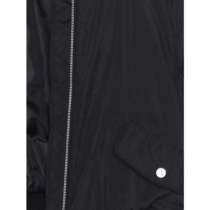 XSIDE SİYAH Kolej Yaka Crop Kadın Bomber Mont