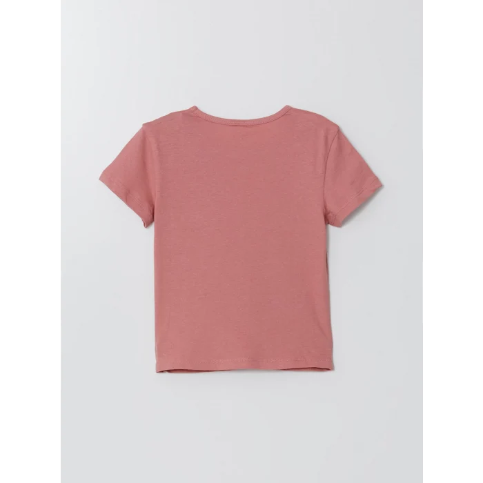 LCW Kids PEMBE Bisiklet Yaka Çiçekli Kız Çocuk Tişört ve Tayt 2li