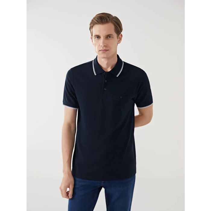 LCWAIKIKI Classic LACİVERT Polo Yaka Kısa Kollu Erkek Dokulu Tişört