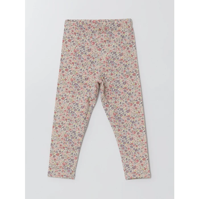 LCW Kids PEMBE Bisiklet Yaka Çiçekli Kız Çocuk Tişört ve Tayt 2li