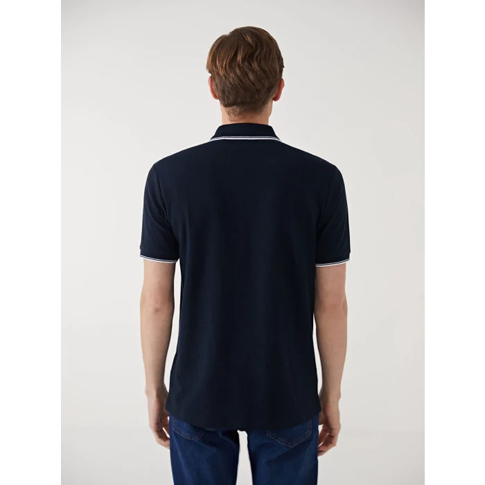 LCWAIKIKI Classic LACİVERT Polo Yaka Kısa Kollu Erkek Dokulu Tişört