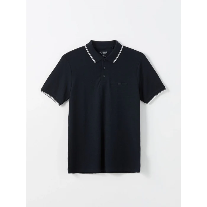 LCWAIKIKI Classic LACİVERT Polo Yaka Kısa Kollu Erkek Dokulu Tişört