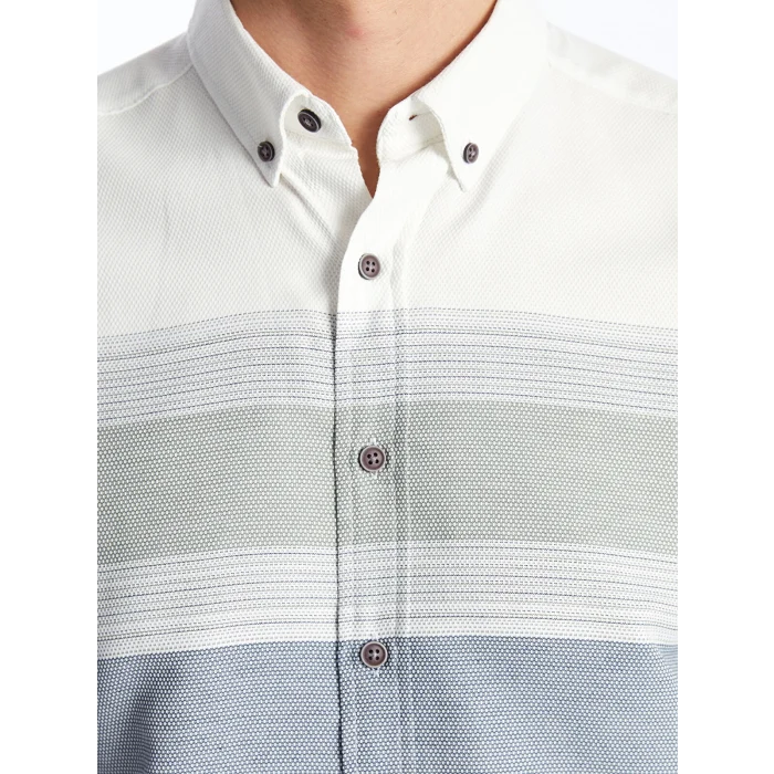 LCWAIKIKI Classic İNDİGO Regular Fit Uzun Kollu Çizgili Erkek Gömlek