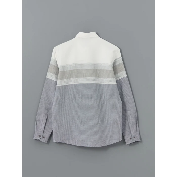 LCWAIKIKI Classic İNDİGO Regular Fit Uzun Kollu Çizgili Erkek Gömlek