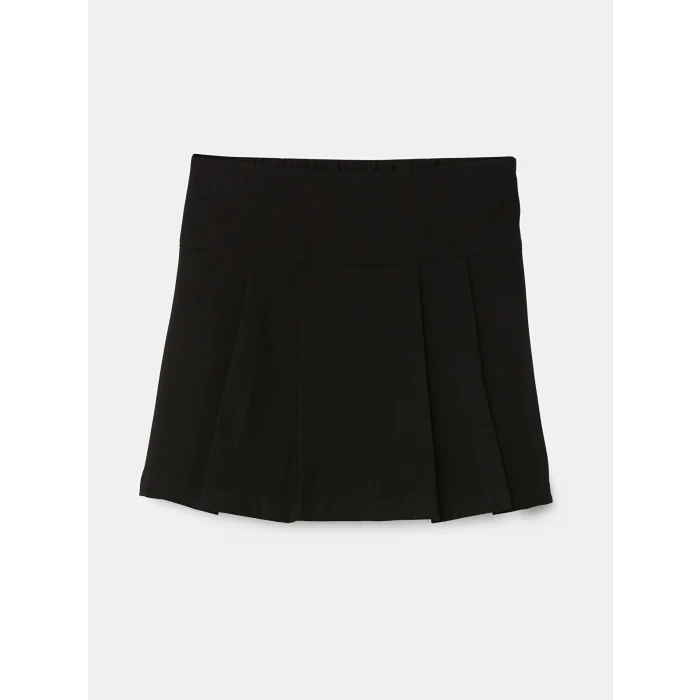 LCW Kids SİYAH Beli Lastikli Pileli Kız Çocuk Şort Etek