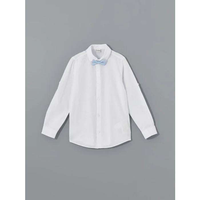 LCW Kids BEYAZ Basic Uzun Kollu Erkek Çocuk Gömlek ve Papyon
