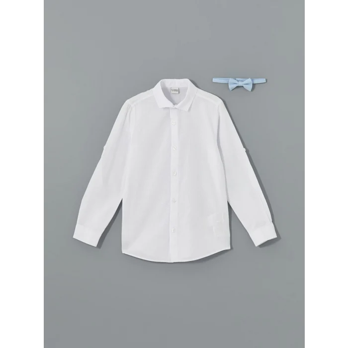 LCW Kids BEYAZ Basic Uzun Kollu Erkek Çocuk Gömlek ve Papyon
