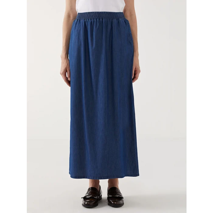 LCW Grace MAVİ Beli Lastikli Kadın Jean Etek