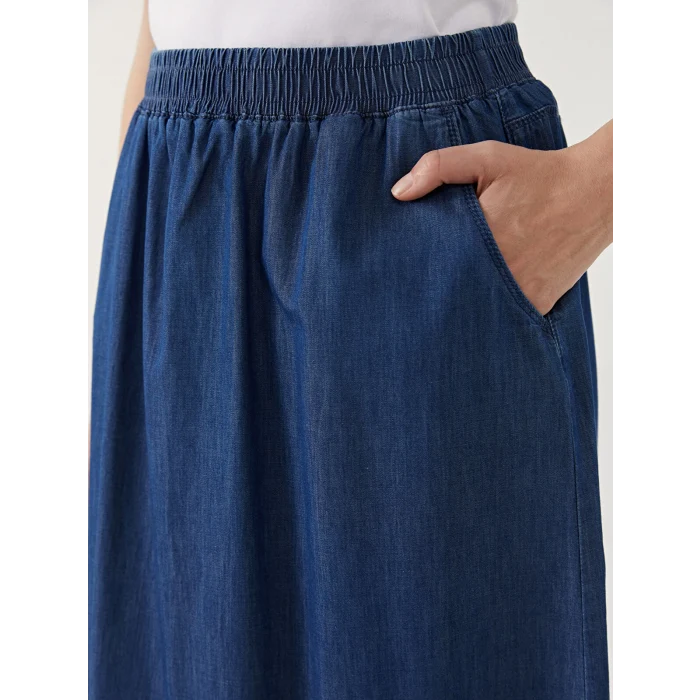 LCW Grace MAVİ Beli Lastikli Kadın Jean Etek