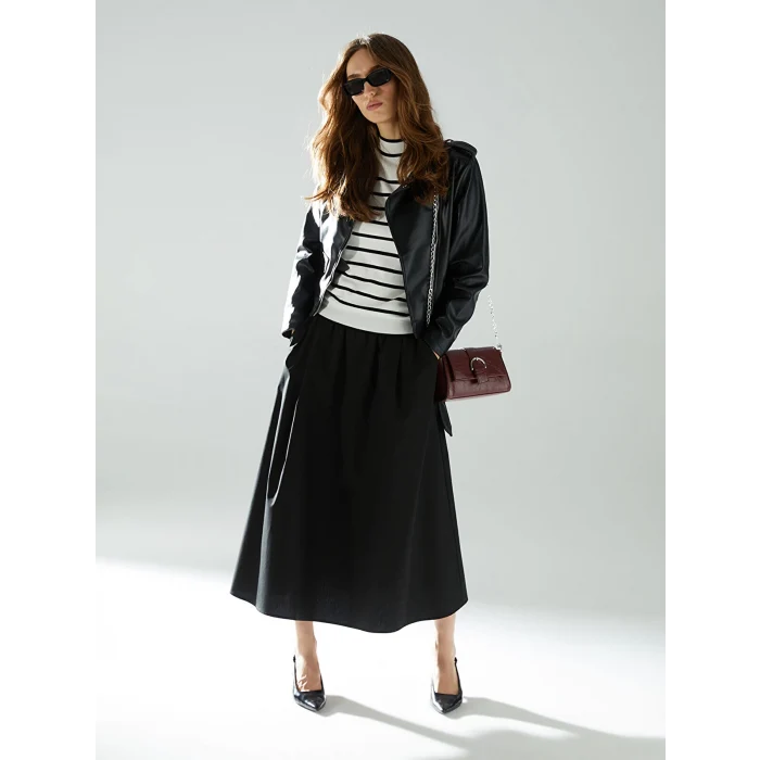 XSIDE SİYAH Beli Lastikli Kadın Etek