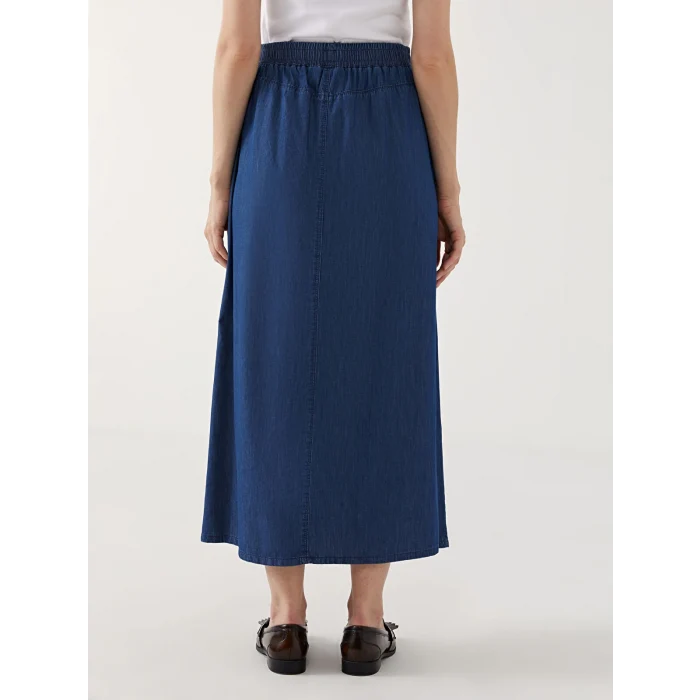 LCW Grace MAVİ Beli Lastikli Kadın Jean Etek