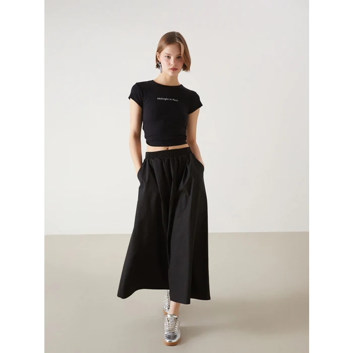 XSIDE SİYAH Beli Lastikli Kadın Etek