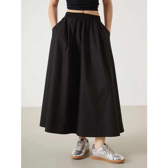 XSIDE SİYAH Beli Lastikli Kadın Etek