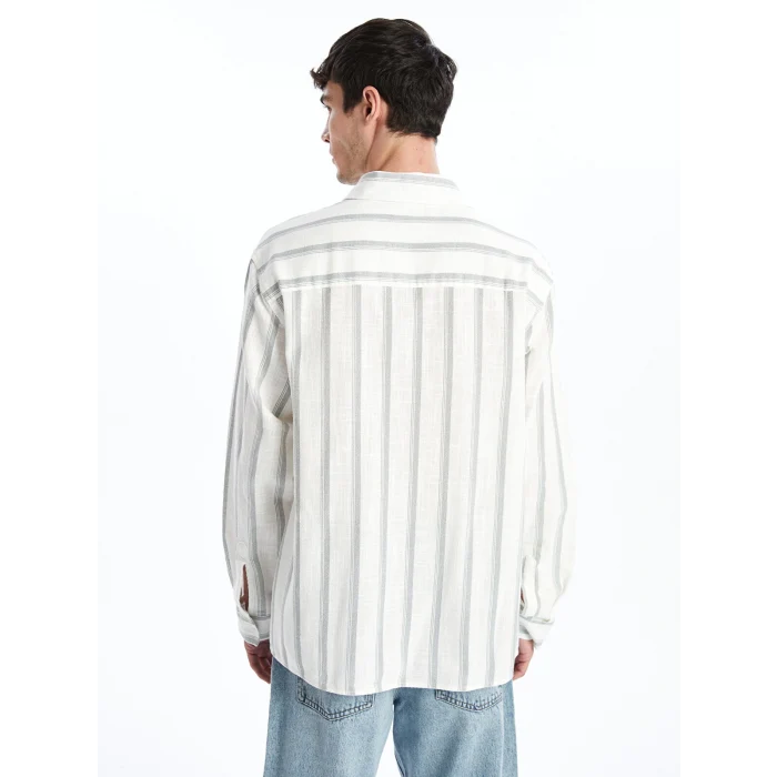 XSIDE YEŞİL Regular Fit Uzun Kollu Çizgili Erkek Gömlek