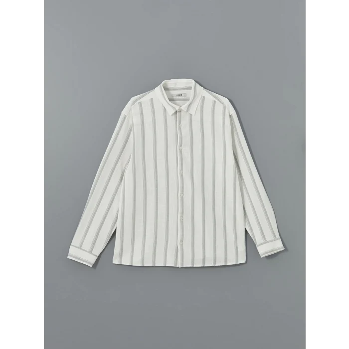 XSIDE YEŞİL Regular Fit Uzun Kollu Çizgili Erkek Gömlek