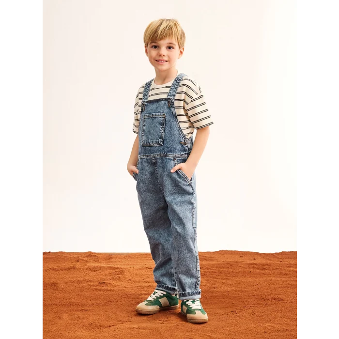 LCW Kids İNDİGO Kare Erkek Çocuk Jean Salopet