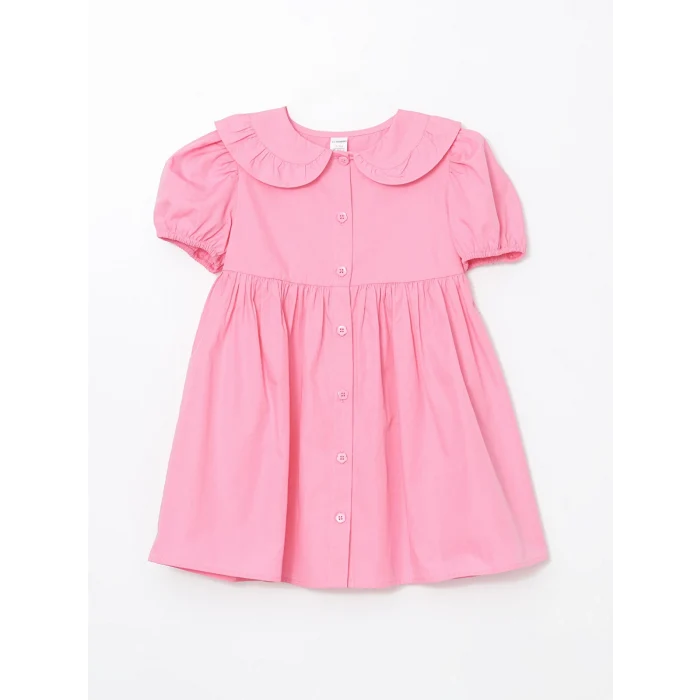 LCW Kids PEMBE Bebe Yaka Poplin Kız Çocuk Elbise