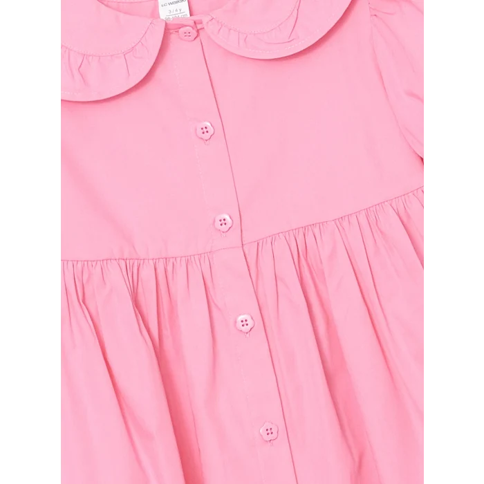 LCW Kids PEMBE Bebe Yaka Poplin Kız Çocuk Elbise