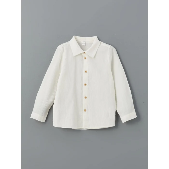 LCW Kids BEJ Dokulu Krinkle Erkek Çocuk Gömlek