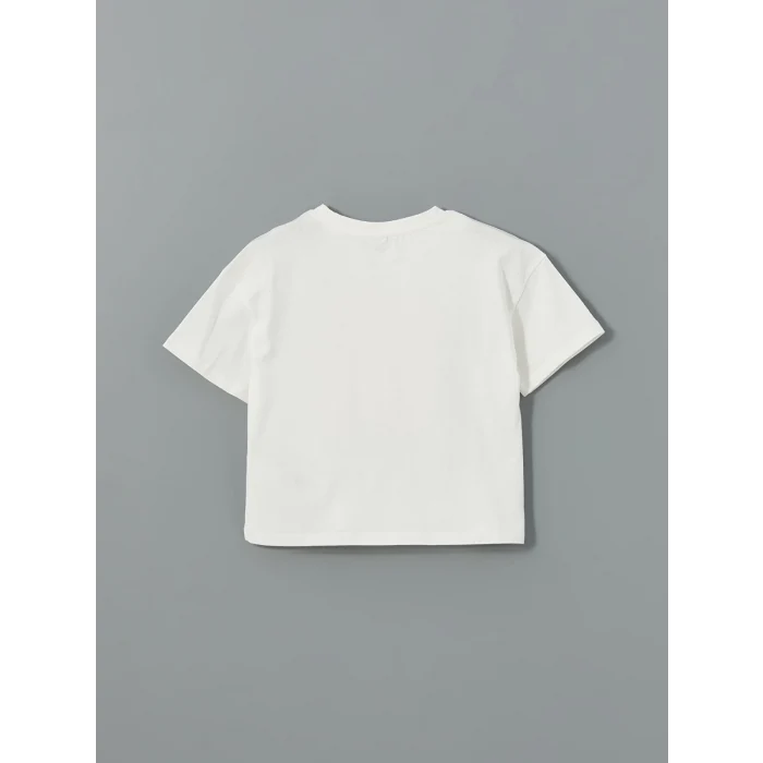 LCW Kids BEYAZ Bisiklet Yaka Çiçekli Kız Çocuk Tişört ve Etek