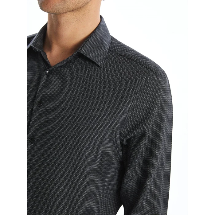 LCWAIKIKI Formal GRİ Slim Fit Uzun Kollu Armürlü Erkek Gömlek