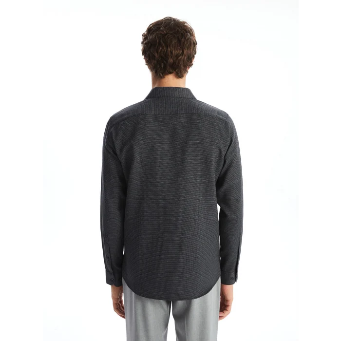 LCWAIKIKI Formal GRİ Slim Fit Uzun Kollu Armürlü Erkek Gömlek