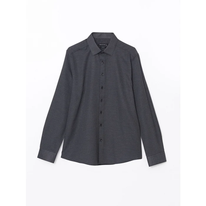 LCWAIKIKI Formal GRİ Slim Fit Uzun Kollu Armürlü Erkek Gömlek