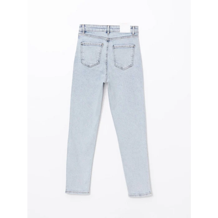 XSIDE MAVİ Yüksek Bel Slim Mom Kadın Jean Pantolon