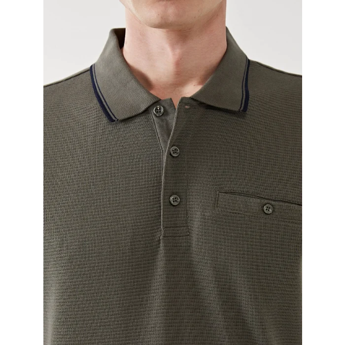 LCWAIKIKI Classic HAKİ Polo Yaka Kısa Kollu Erkek Dokulu Tişört