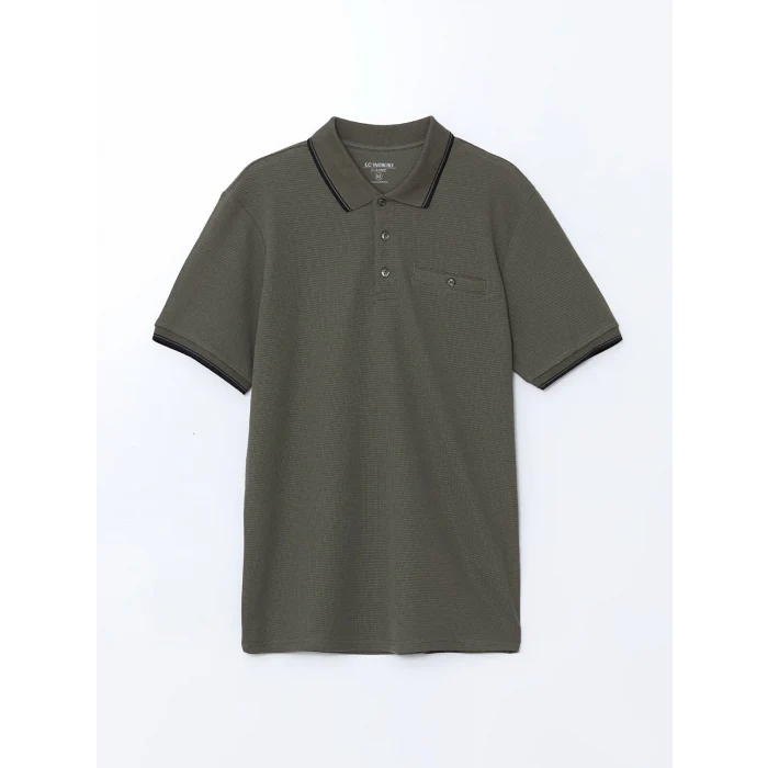 LCWAIKIKI Classic HAKİ Polo Yaka Kısa Kollu Erkek Dokulu Tişört