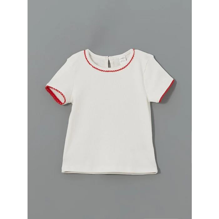 LCW Kids BEYAZ Bisiklet Yaka Kız Çocuk Tişört ve Tulum 2li