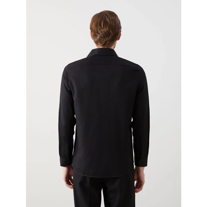 LCWAIKIKI Formal SİYAH Regular Fit Uzun Kollu Armürlü Erkek Gömlek
