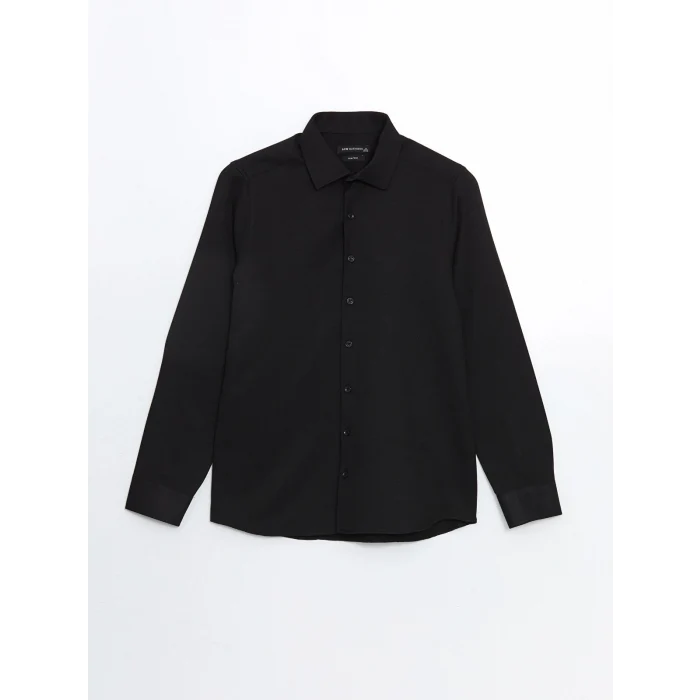 LCWAIKIKI Formal SİYAH Regular Fit Uzun Kollu Armürlü Erkek Gömlek