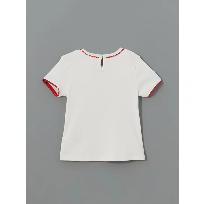 LCW Kids BEYAZ Bisiklet Yaka Kız Çocuk Tişört ve Tulum 2li