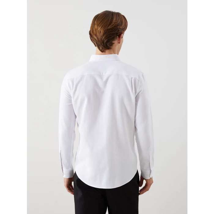 LCWAIKIKI Classic BEYAZ Regular Fit Uzun Kollu Armürlü Erkek Gömlek