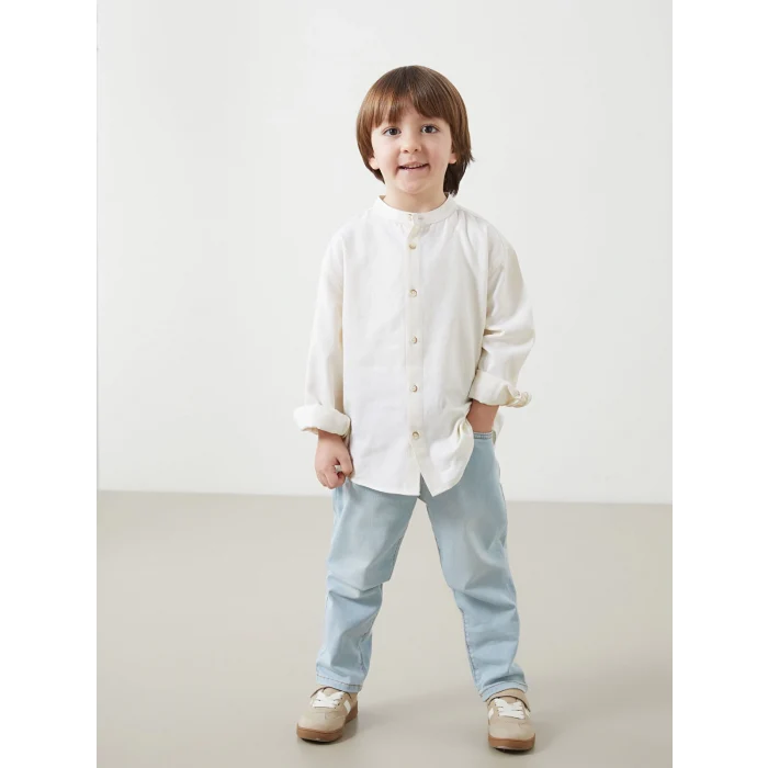 LCW Kids EKRU Hakim Yaka Uzun Kollu Erkek Çocuk Gömlek ve Jean Pantolon 2li