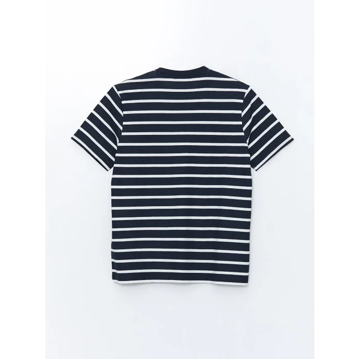 XSIDE EKRU Bisiklet Yaka Kısa Kollu Çizgili Penye Erkek Tişört