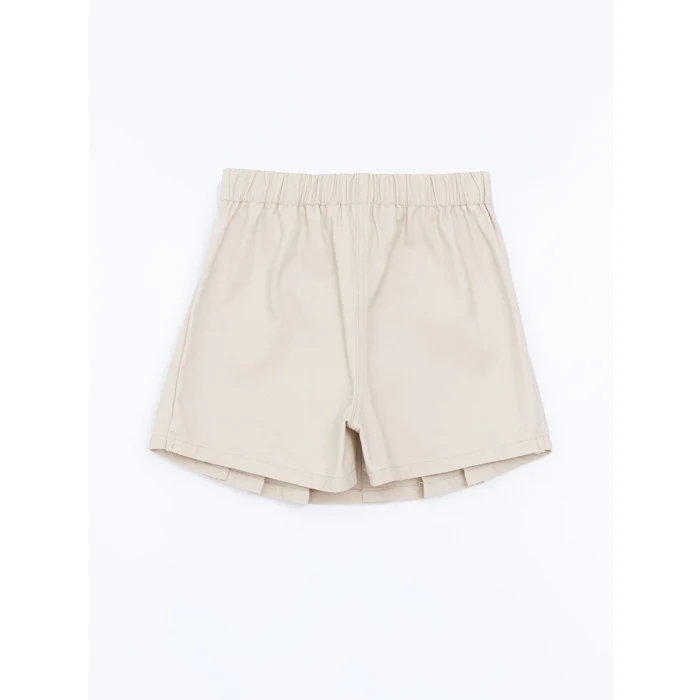 LCW Kids BEJ Beli Lastikli Pileli Kız Çocuk Şort Etek