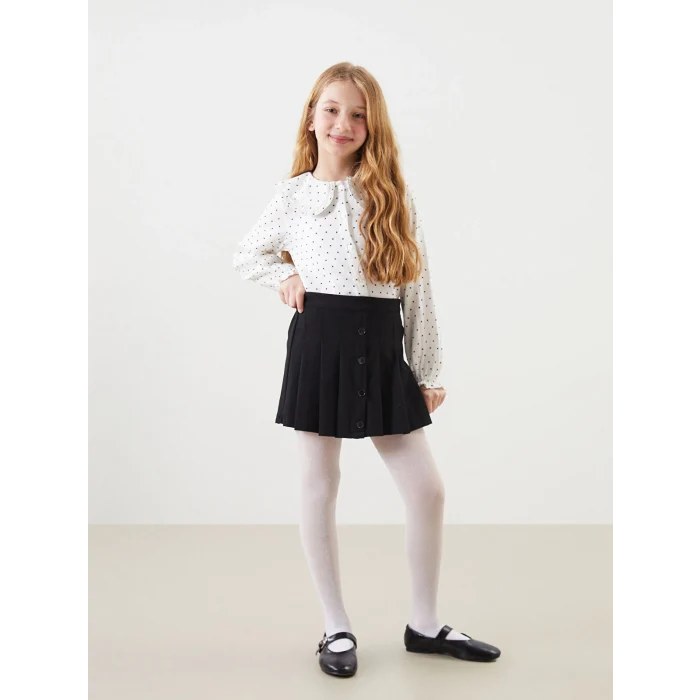 LCW Kids SİYAH Beli Lastikli Pileli Kız Çocuk Şort Etek