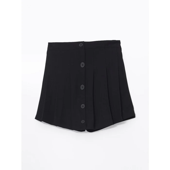 LCW Kids SİYAH Beli Lastikli Pileli Kız Çocuk Şort Etek