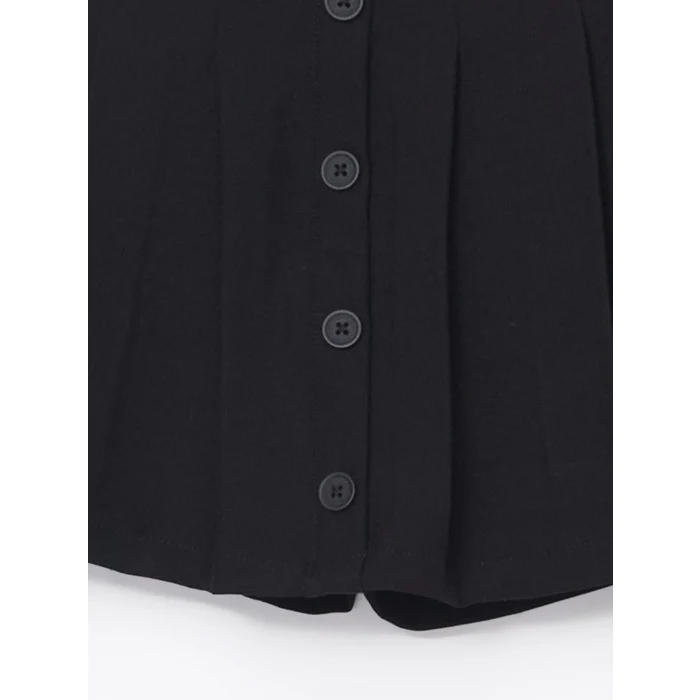 LCW Kids SİYAH Beli Lastikli Pileli Kız Çocuk Şort Etek