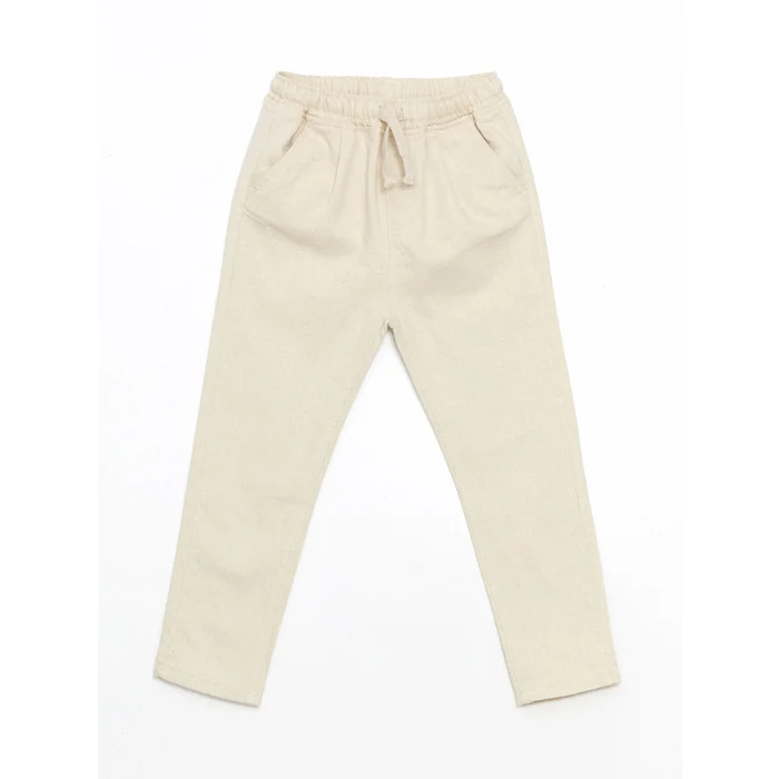 LCW Kids BEJ Beli Lastikli Basic Keten Erkek Çocuk Pantolon