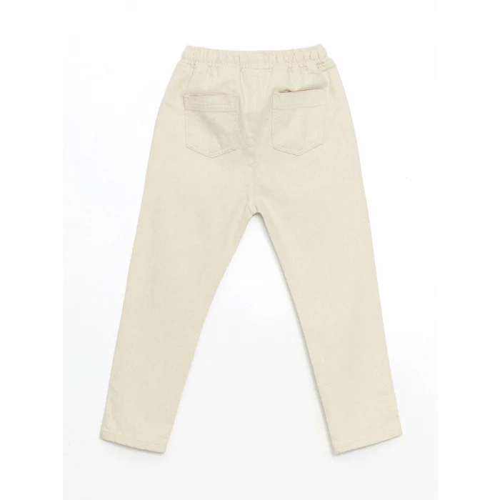 LCW Kids BEJ Beli Lastikli Basic Keten Erkek Çocuk Pantolon