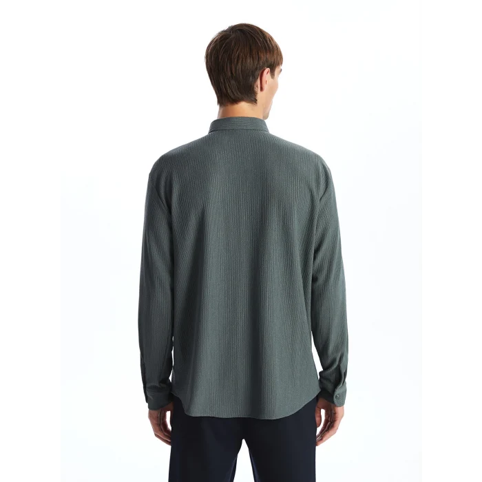 LCW Vision PETROL Regular Fit Uzun Kollu Erkek Gömlek