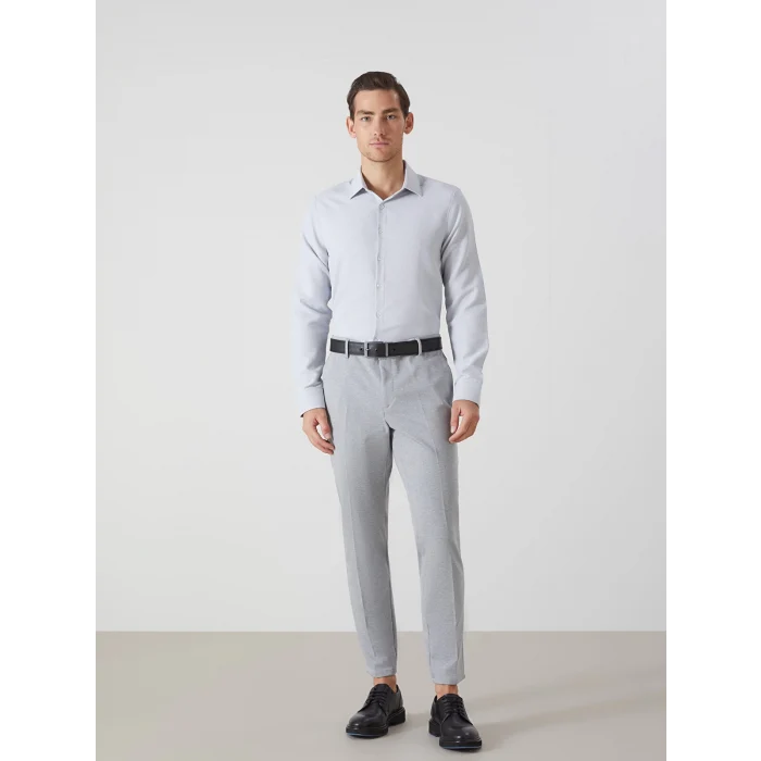 LCWAIKIKI Formal GRİ Slim Fit Uzun Kollu Armürlü Erkek Gömlek