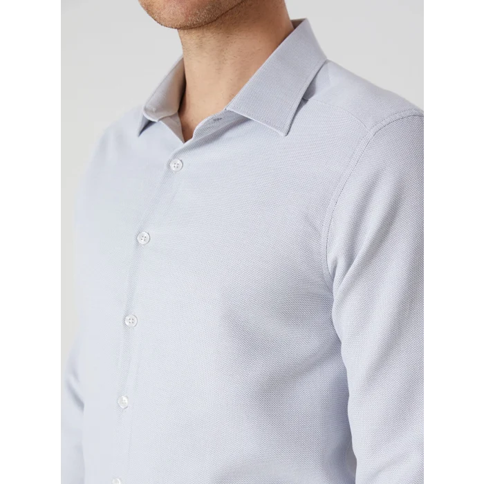 LCWAIKIKI Formal GRİ Slim Fit Uzun Kollu Armürlü Erkek Gömlek