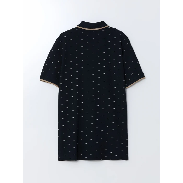 LCWAIKIKI Classic LACİVERT Polo Yaka Kısa Kollu Desenli Pike Erkek Tişört